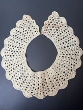 Vintage 1960s White Cotton Crocheted Lace Collar Discoloration picture