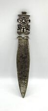 Vintage Peru 900 Silver Hand Hammered Effigy Azdac Knife 148g 8” picture