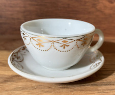 Vintage Miniature Teacup & Saucer Made in Occupied Japan Pico White Gold Signed picture