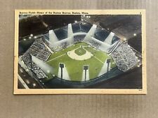 Postcard Boston MA Massachusetts Braves Field MLB Baseball Stadium Night Lights picture