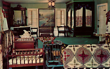 Little Norway Bedroom Interior at Blue Mounds, Wisconsin WI vintage unposted picture