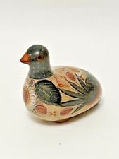 Vintage Mexican Tonala Burnished Clay Pottery Bird Hand painted in Mexico 4.5