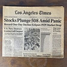 Vtg Newspaper 1987 Stock Market Crash Los Angeles Times picture