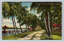 FL-Florida, Coconut Palm Trail Along Bayou, c1946 Vintage Souvenir Postcard picture