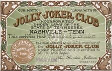 Jolly Joker Club Nashville Tennessee TN Tenn Laugh With Us 1910 Postcard H62 picture