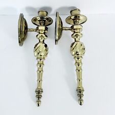 Vintage Torch Style Twist Solid Brass Wall Scones Candle Holders Set of 2 picture