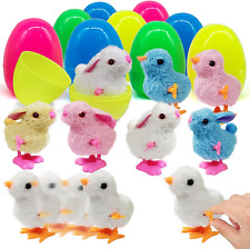 12 Pcs Easter Eggs Filled with Wind-Up Chicks and Bunnies 4 Large Surprise Eggs picture
