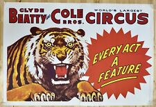 Cole Bros Circus Tiger Original Vintage Lithograph Poster - 27x41 - 1966 picture