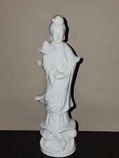 Vintage Quan YIN Asian Girl White Porcelain Figurine 8.5