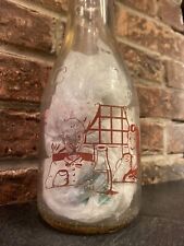 RARE Unique Vtg Columbus Ohio Glass Quart Milk Jug W/ Nursery Rhyme Advertising picture