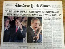  3 2000 newspapers BUSH & Gore Secure PRESIDENTIAL NOMINATION Super Tuesday Vote picture