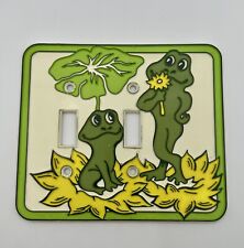 Vintage NEIL The Frog Double Light Switch Cover Lily Pad Green Yellow 70s Retro picture