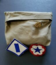 WWI US Military Bag Pouch WWI American Great Seal Button 2 Patches 1910 picture