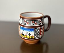 Vintage Peruvian Cusco Peru Handpainted Colorful Folk Art Terra Cotta Mug picture