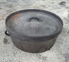 Antique Cast Iron Pot Gate Mark 3 Footed Camp Dutch Oven With Lid  12in picture