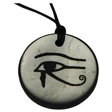 Shungite Emf Protection Necklace Eye of Horus Paint Pendant Circle picture