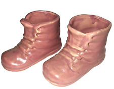Vintage Pair Limoges Miniature Pink Baby Bootie Shoe Figurines Planters picture