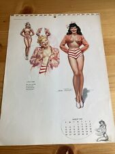 Vintage Earl MacPherson pinup calendar page August 1951 “Candy Stripe” picture