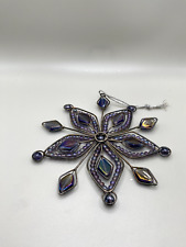 Beautiful Metal and Bead Snowflake Star Holiday Ornament picture