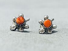 SO CUTE VINTAGE NAVAJO SPINY OYSTER STERLING SILVER TURTLE EARRINGS picture