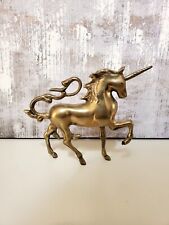 Vintage Solid Brass Unicorn Figure Handcrafted 8” Tall picture