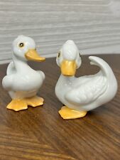 Pair of Vintage Homco White Ceramic Duckling Porcelain Figurines #1414 picture