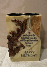 WRITTEN IN STONE - HAPPY BIRTHDAY - CANDLE HOLDER  5 3/4