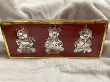 Gorham Set Of 3 Silverplate Teddy Bear Christmas Ornaments new picture