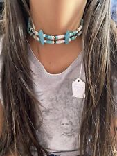 Hand Crafted Native/ Navajo Double Stranded Choker with Turquoise and Magnesite picture