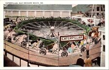 Antique Old Orchard Beach Maine Caterpillar amusement ride Postcard picture