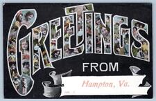 GREETINGS FROM HAMPTON VIRGINIA 1910's-1920's ERA LARGE LETTER ANTIQUE POSTCARD picture