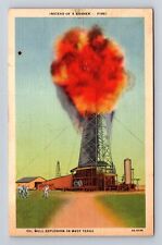 TX-Texas, Oil Well Explosion in West Texas, Antique Vintage Souvenir Postcard picture