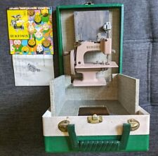 Vintage Singer Mini Sewing Machine Child Tan Model 20 Rare Working Sewhandy Case picture
