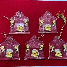 Lot of 5 Gorham Glass Fireplace & Stockings Christmas Ornaments Vintage Germany picture