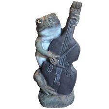Anthropomorphic Frog Playing Cello String Bass Cement Sculpture Yard Art Music picture