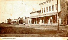 Vintage Real Photo RPPC Postcard Ransom Kansas  1908 Bank Block Dirt Street picture