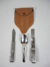 Vtg Boy Scouts Imperial Utensil Set, Folding Knife & Fork, Spoon Vinyl Case picture