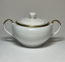 Vintage Creidlitz Bavaria Gold Trim White Porcelain Lidded Sugar Bowl picture
