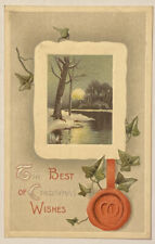 Vintage Embossed Postcard, The Best Of Christmas Wishes, Early 1900s, Winter picture