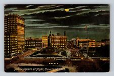 Cleveland OH-Ohio, Public Square at Night, Antique Vintage c1910 Postcard picture