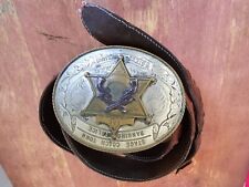 Stage Coach Town Police Comstock German Silver Silversmiths Belt Buckle And Belt picture