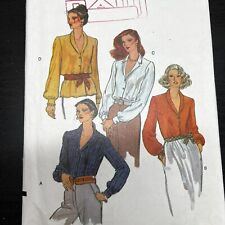 Vintage 1970s Vogue 7274 Set of Button Down Blouses Shirts Sewing Pattern 14 CUT picture