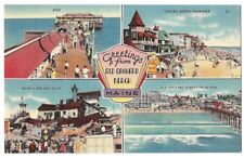 Greetings From Old Orchard Beach Maine c1940's beach scene, Pier, Noah's Ark picture