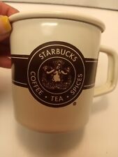 Starbucks Coffee Metal Enamel Tin Mug Cup 14 Oz 2016 Beige Tan  picture