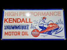 PORCELIAN KENDALL SNOWMOBILE ENAMEL SIGN SIZE 36X18 INCHES DOUBLE SIDED picture