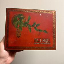 Vintage PALL MALL FAMOUS CIGARETTES Red & Gold Tin Holly Christmas picture