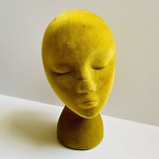Vintage Yellow Flocked Mannequin Head Wig Display picture