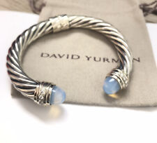 David Yurman Classic Sterling Silver 10mm MoonStone & Diamonds Bracelet Sz M picture