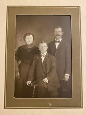 Framed Cabinet Card Sepiatone Family Of 3 Portrait Mother Father Son c1900s picture