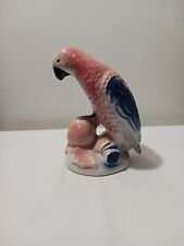 Vintage Ceramic Brazilian Parrot Parakeet Bird Blue And Pink Figurine  picture
